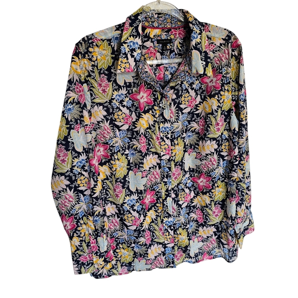 Talbots Cotton button front shirt Lush Garden size XL - Picture 2 of 7